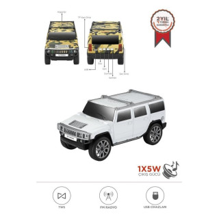 D-48 Beyaz Araba Retro Tasarım USB/TF/FM Bluetooth Hoparlör Speaker Hoparlör FM-AUX-USB Destekli Speaker H